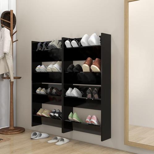 vidaXL Wandschoenenkasten 4 st 60x18x60 cm bewerkt hout, Huis en Inrichting, Kasten | Schoenenkasten, Nieuw, Verzenden