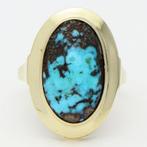 Ring - 14 karaat Geel goud Turquoise, Handtassen en Accessoires, Ringen, Nieuw