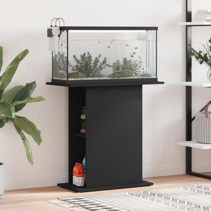 vidaXL Aquariumstandaard 75x36x72,5 cm bewerkt hout zwart, Dieren en Toebehoren, Vissen | Aquaria en Toebehoren, Nieuw, Verzenden
