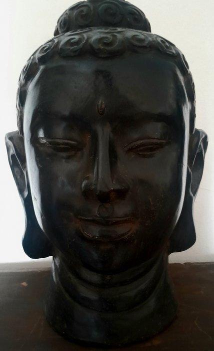 Grote hoofd van Boeddha gesigneerd - Terracotta - Birma -, Antiek en Kunst, Kunst | Niet-Westerse kunst