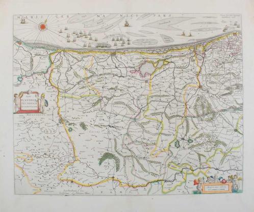 Kaart van West Flanders en Hauts-de-France, Antiek en Kunst, Kunst | Etsen en Gravures