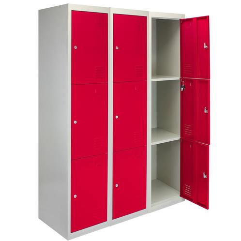 3 x Lockerkast Metaal - Rood - Driedeurs - Flatpack, Huis en Inrichting, Kasten | Lockerkasten, Verzenden