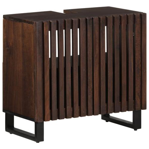 vidaXL Wastafelkast 62x34x58 cm massief mangohout bruin, Maison & Meubles, Salle de bain | Meubles de Salle de bain, Envoi