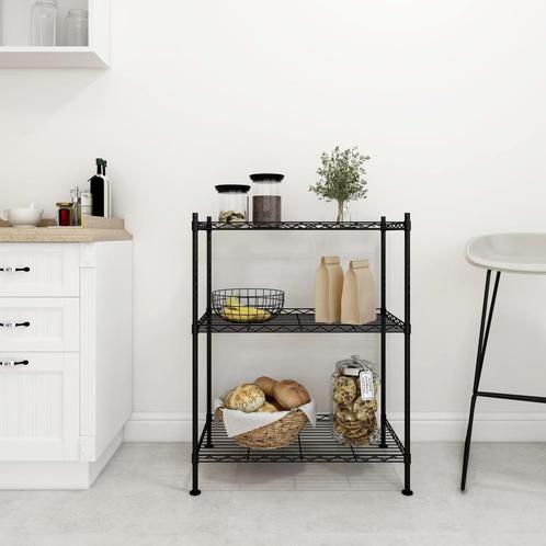 vidaXL Opbergrek 3-laags 150 kg 60x35x76 cm zwart, Huis en Inrichting, Kasten | Stellingkasten, Nieuw, Verzenden