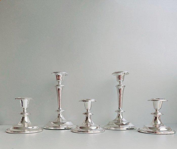 Kandelaar (5) - Verzilverd, EPNS, Metaal - Verzilverde, Antiquités & Art, Antiquités | Meubles | Tables