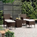 vidaXL 5-delige Bistroset poly rattan en gehard glas bruin, Tuin en Terras, Verzenden, Nieuw