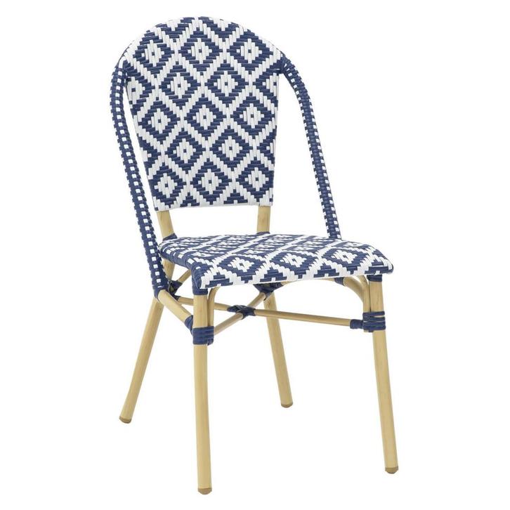 Stoel | MONICA | Aluminium Rotan/Aluminium | Blue | Naturel, Zakelijke goederen, Horeca | Keukenapparatuur, Nieuw in verpakking