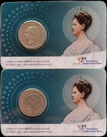 Nederland. Wilhelmina. 1/2 Gulden 1922/1930, 2 x Coincard,