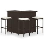 vidaXL 4-delige Tuinbarset met kussens poly rattan bruin, Tuin en Terras, Verzenden, Nieuw