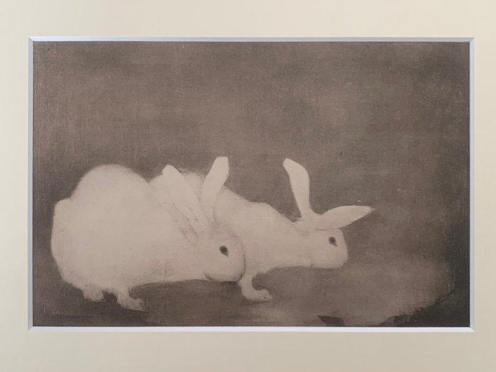 Wanddecoratie - Nederland - Twee konijnen, 1909, Antiquités & Art, Curiosités & Brocante