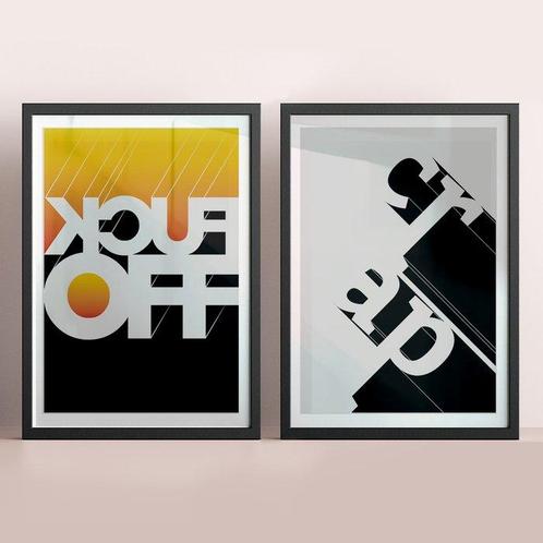 Agencia MHBY - FuckOff + Crap (LOT 2 PRINTS), Antiek en Kunst, Kunst | Tekeningen en Fotografie