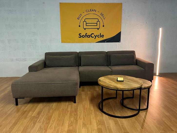 SofaCycle - Taupe Driezit met Chaise Longue - Nieuwstaat, Huis en Inrichting, Zetels | Complete zithoeken, Nieuw, Ophalen of Verzenden