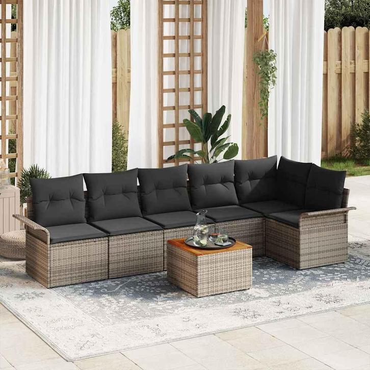 vidaXL Tuinbank Set met kussen met opslag met kussen 7 pcs, Tuin en Terras, Tuinsets en Loungesets, Nieuw, Verzenden