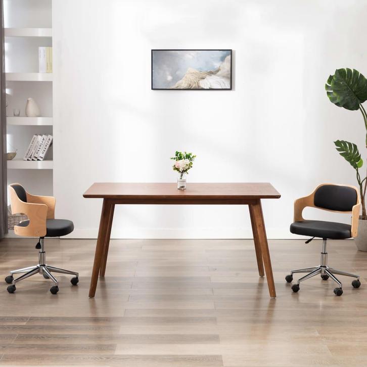vidaXL Eetkamerstoelen draaibaar 2 st gebogen hout en, Huis en Inrichting, Stoelen, Nieuw, Verzenden