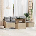 vidaXL 6-delige tuinsofa set met kussens in beige poly, Tuin en Terras, Verzenden, Nieuw