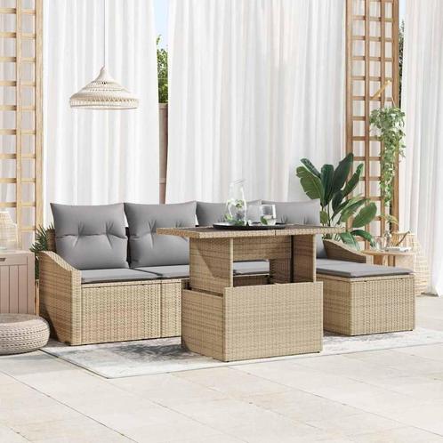 vidaXL Tuinbank Set met kussen met opslag 6 pcs Beige,, Tuin en Terras, Tuinsets en Loungesets, Nieuw, Verzenden
