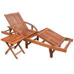 vidaXL Ligbed met tafel massief acaciahout, Jardin & Terrasse, Chaises longues, Verzenden