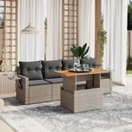 vidaXL 5-delige Loungeset met kussens poly rattan grijs, Tuin en Terras, Verzenden, Nieuw, Loungeset