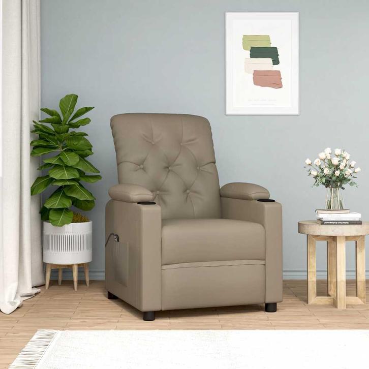 vidaXL Sta-op-stoel kunstleer cappuccinokleurig, Huis en Inrichting, Fauteuils, Nieuw, Verzenden