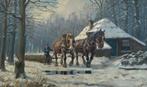 Wim Heinicke (1895-1978) - Winter met paard en wagen, Antiek en Kunst