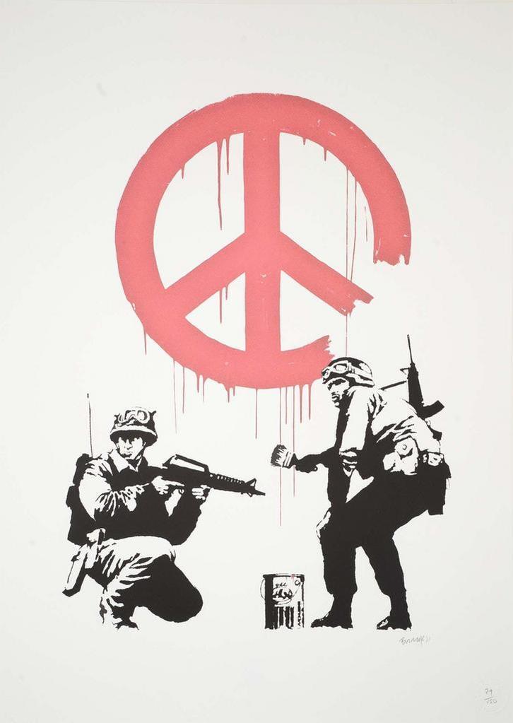 Banksy – Offset Lithografie, 50×70 cm, Gecertificeerd, Antiek en Kunst, Kunst | Litho's en Zeefdrukken
