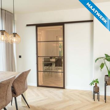 Stalen Schuifdeur met koofsysteem 4 Vlaks Brons Maatwerk Bro beschikbaar voor biedingen