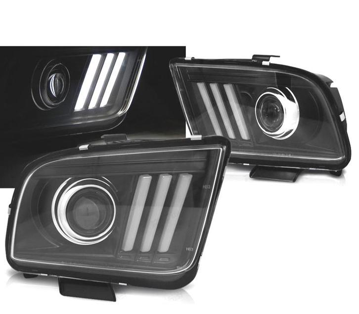 PHARES POUR FORD MUSTANG 04-09 TUBE LIGHT NOIR, Auto-onderdelen, Verlichting, Verzenden
