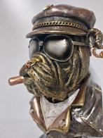 Statue, English bulldog biker gold - 36 cm - résine poly de, Antiek en Kunst