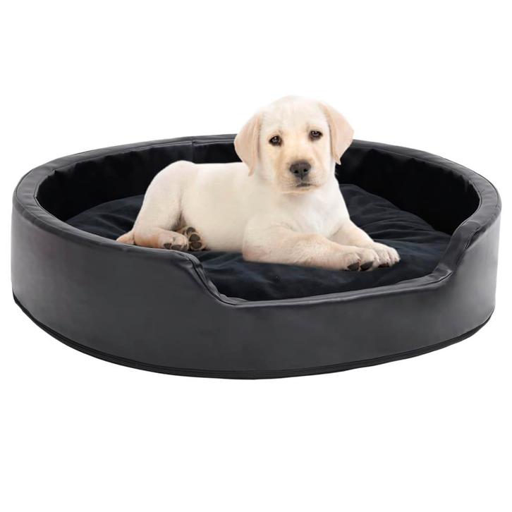 vidaXL Hondenmand 79x70x19 cm pluche en kunstleer zwart, Dieren en Toebehoren, Honden-accessoires, Nieuw, Verzenden
