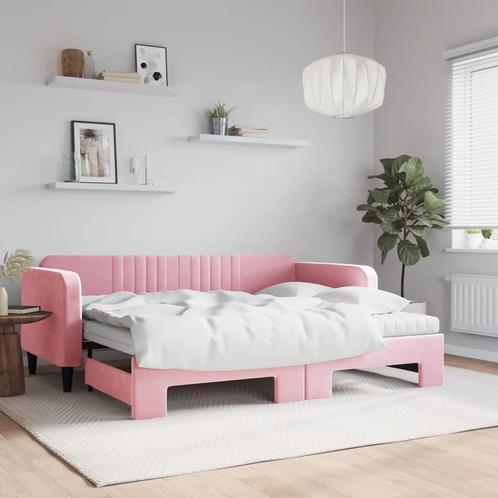vidaXL Slaapbank onderschuifbed en matrassen 90x200 cm, Huis en Inrichting, Slaapkamer | Bedden, Nieuw, Verzenden