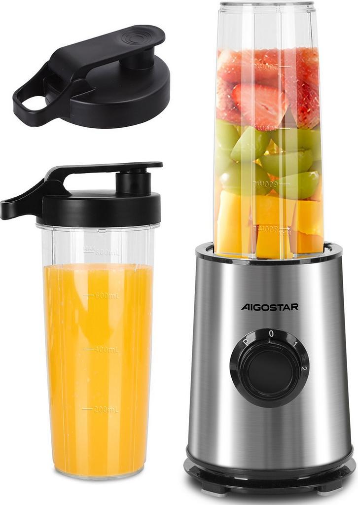 Blender - Smoothie Maker - 2 Drinkbekers - 800ml - Aigostar, Elektronische apparatuur, Blenders, Nieuw, Verzenden