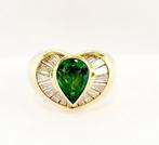 Ring - 18 karaat Geel goud Smaragd - Diamant, Handtassen en Accessoires, Ringen, Nieuw