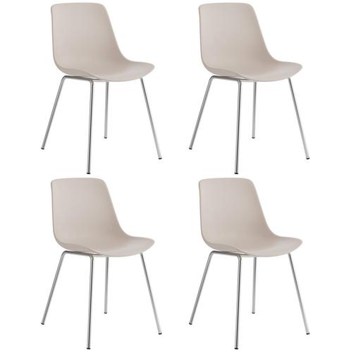 tectake Kunststofstoelen Mave, ergonomisch, 120 kg - taupe/c, Huis en Inrichting, Stoelen, Verzenden