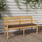 vidaXL Bankje Batavia met taupe kussen 150 cm massief, Tuin en Terras, Tuinsets en Loungesets, Verzenden, Nieuw