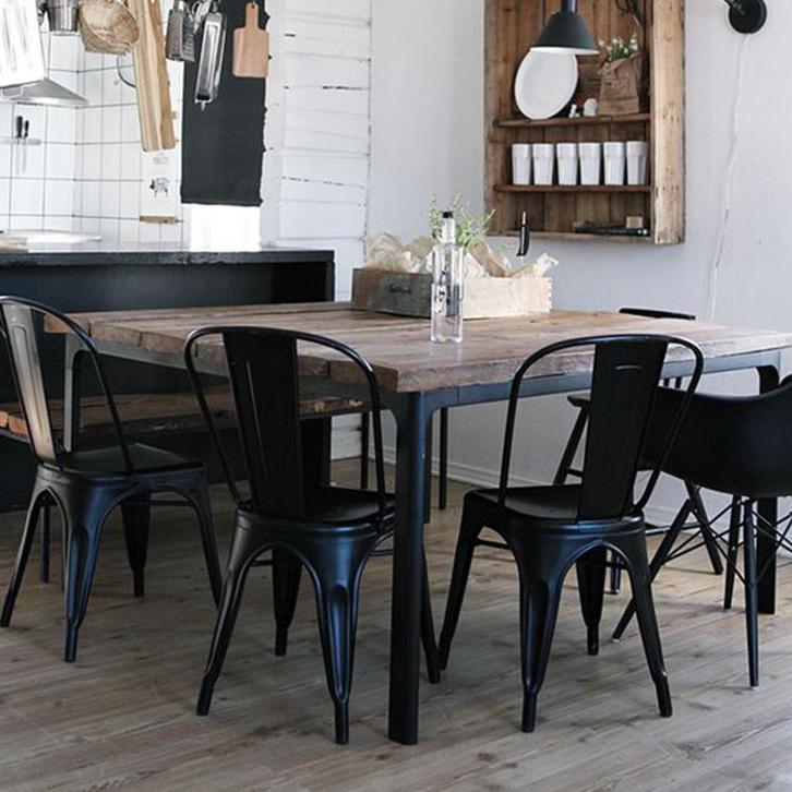 Industriële metalen eetkamerstoel | Horeca | Tolix, Huis en Inrichting, Stoelen, Zwart, Eén, Nieuw, Metaal, Verzenden