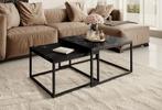 Meubella Salontafel Styler zwart set van 2 vierkant, Huis en Inrichting, Tafels | Salontafels, Verzenden, Nieuw, 50 tot 100 cm