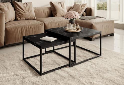 Meubella Salontafel Styler zwart set van 2 vierkant, Maison & Meubles, Tables | Tables de salon, Envoi