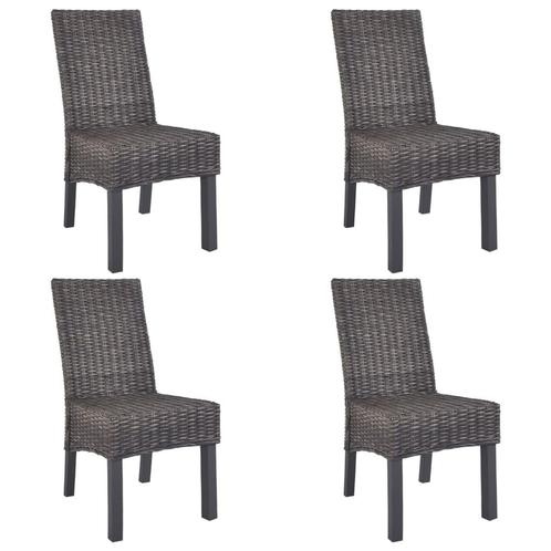 vidaXL Chaises à manger lot de 4 marron rotin Kubu et, Maison & Meubles, Chaises, Neuf, Envoi