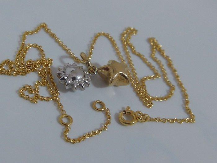 Zonder Minimumprijs - 2-delige sieradenset - 18 karaat Geel, Handtassen en Accessoires, Antieke sieraden