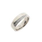 18 Krt. Witgouden brede rijring met diamant | 0,135 ct., Handtassen en Accessoires, Ringen, Gebruikt, Overige kleuren, Ophalen of Verzenden