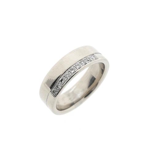 18 Krt. Witgouden brede rijring met diamant | 0,135 ct., Handtassen en Accessoires, Ringen, Dame, Met edelsteen, Overige kleuren
