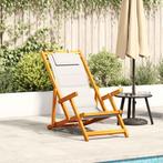 vidaXL Strandstoel inklapbaar met armleuningen acaciahout en, Tuin en Terras, Tuinstoelen, Verzenden, Nieuw