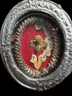 Reliekhouder - Glas, Textiel, Gerijpt met zilver -