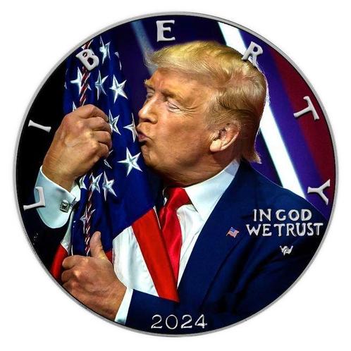 Verenigde Staten. 1 Dollar 2024- 1 oz Silver Eagle, Trump, Postzegels en Munten, Munten | Europa | Niet-Euromunten