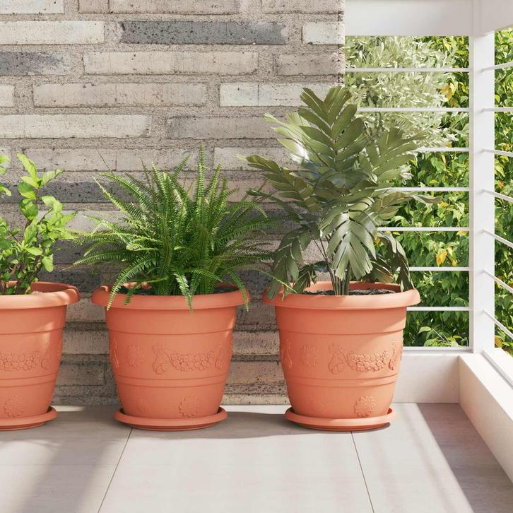 vidaXL Plantenpotten 6 pcs Baksteenrood Ø 26 x 21.5 cm, Tuin en Terras, Bloempotten, Nieuw, Verzenden