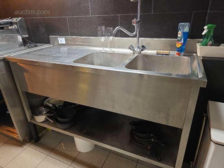 Inox dubbele spoeltafel, Zakelijke goederen, Horeca | Keukenapparatuur, Ophalen