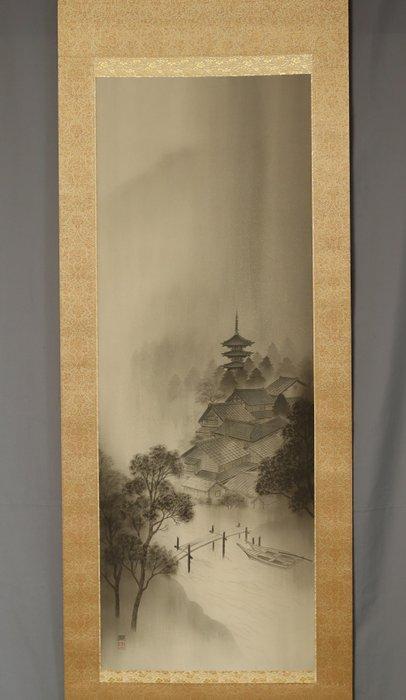 Rain on the Temple Pagoda - With signature Susumu ,, Antiek en Kunst, Antiek | Overige Antiek