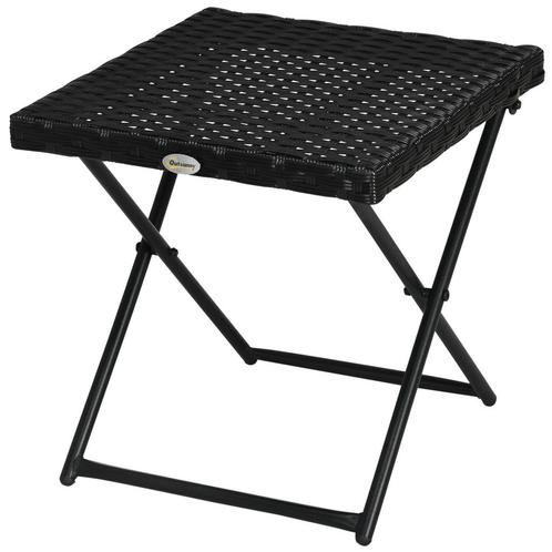 Tuinbijzettafeltje - Inklapbaar - Polyrotan - Antraciet, Tuin en Terras, Tuinsets en Loungesets, Nieuw, Ophalen of Verzenden