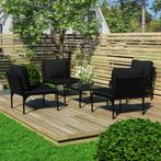 vidaXL Salon de jardin 5 pcs avec coussins Noir PVC, Verzenden, Neuf, Salons de jardin