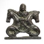Romain antique Bronze Applique avec des chevaux et une tête